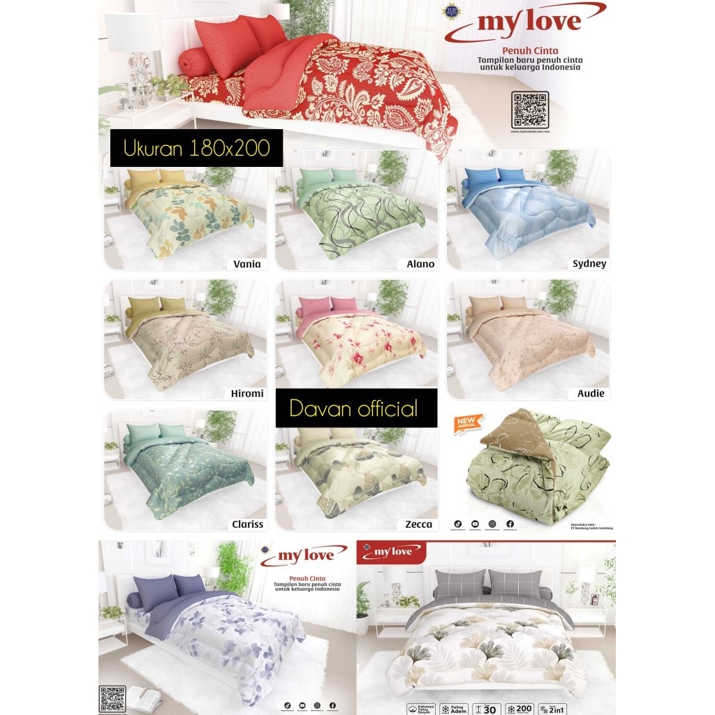 Jual Bedcover set 180x200 My Love / Bed Cover All New My Love 180x200
