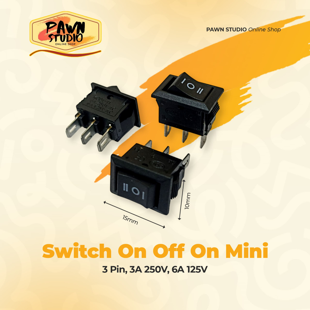 Jual Switch Saklar On Off On Kecil Hitam 3 pin Mini / Rocker Switch ...