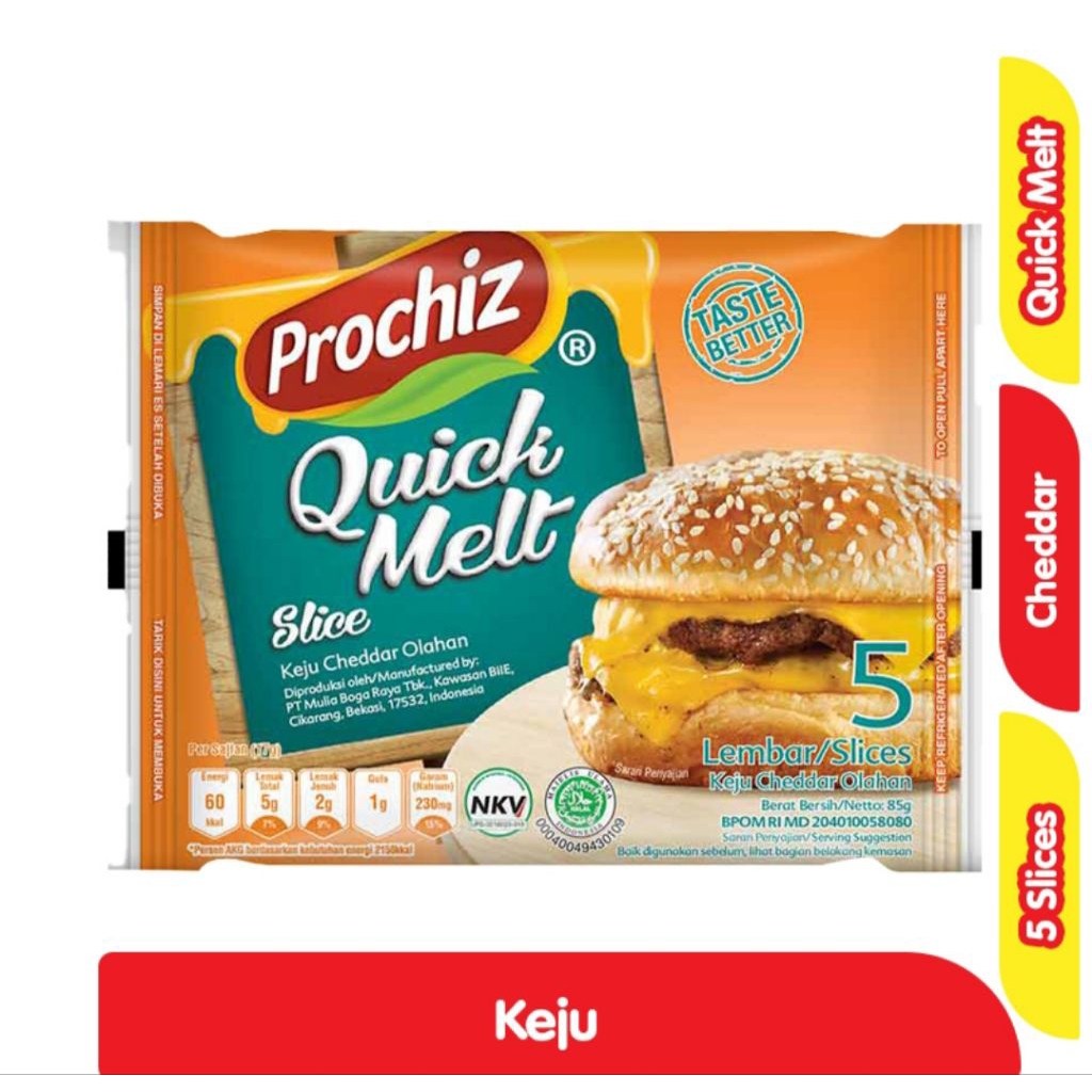 Jual Prochiz Quick Melt Keju Cheddar Olahan Slice 5s | Shopee Indonesia
