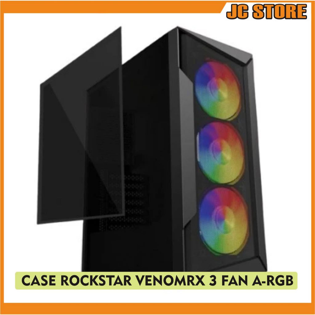 Jual Casing Gaming VenomRX RockStar Black Free 3 Fan ARGB Full ATX MATX ...