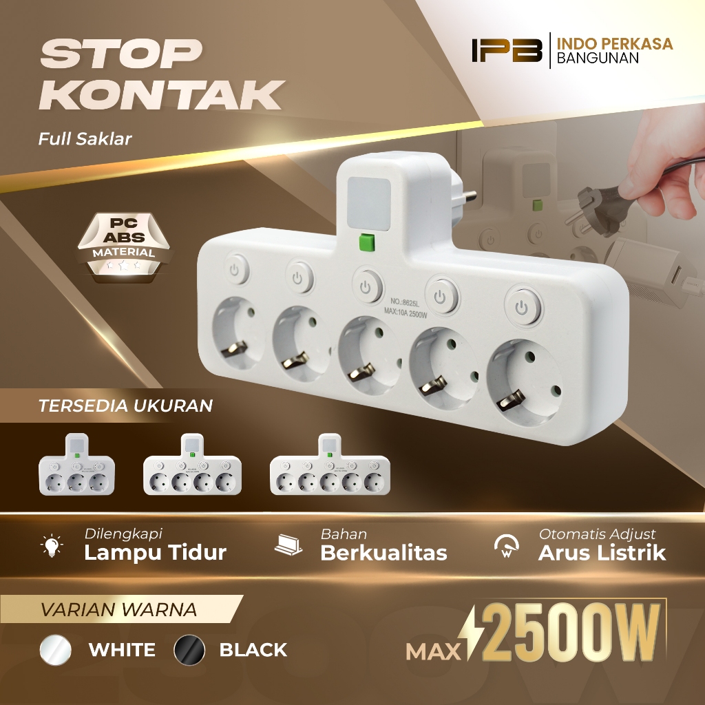Jual STOP KONTAK Colokan Listrik Terminal 3 4 5 Lubang Saklar On Off ...