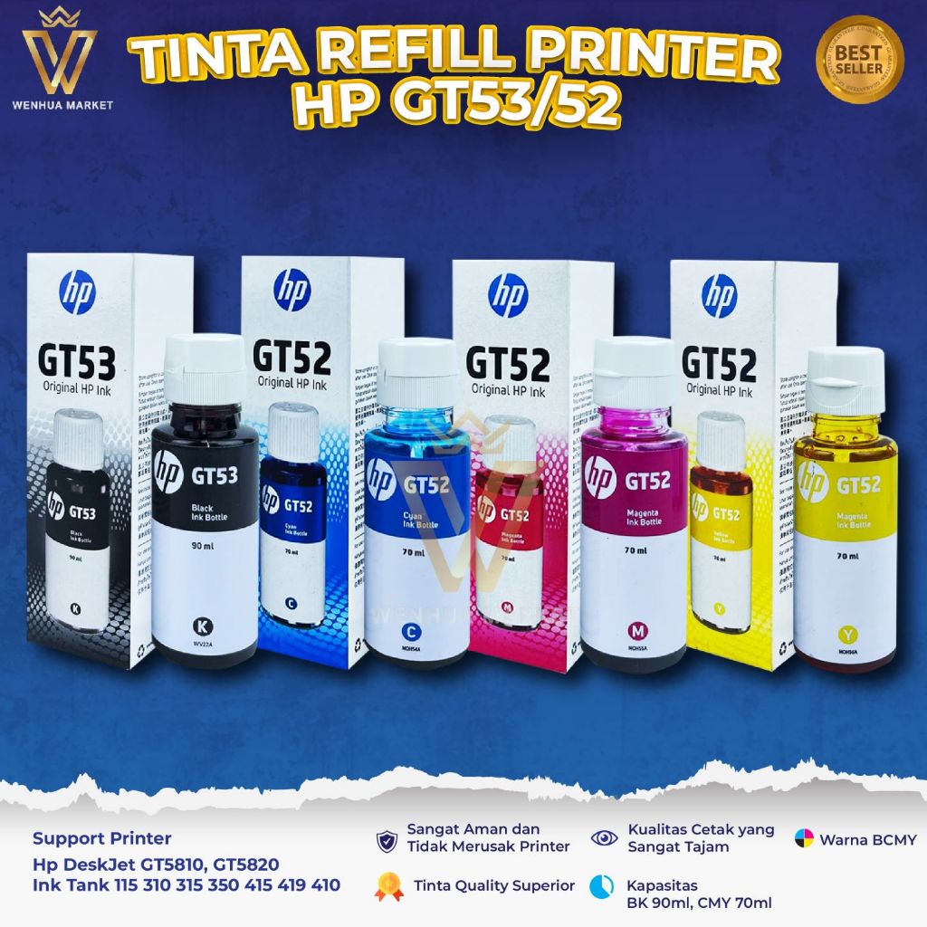 Jual Tinta HP GT53 & GT52 Tipe Printer HP Ink Tank 315 319 415 419 500 ...