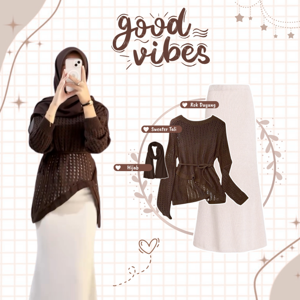Jual 3 In 1 Set Korean Style ( Rok Duyung + Sweater Tali + Hijab ...