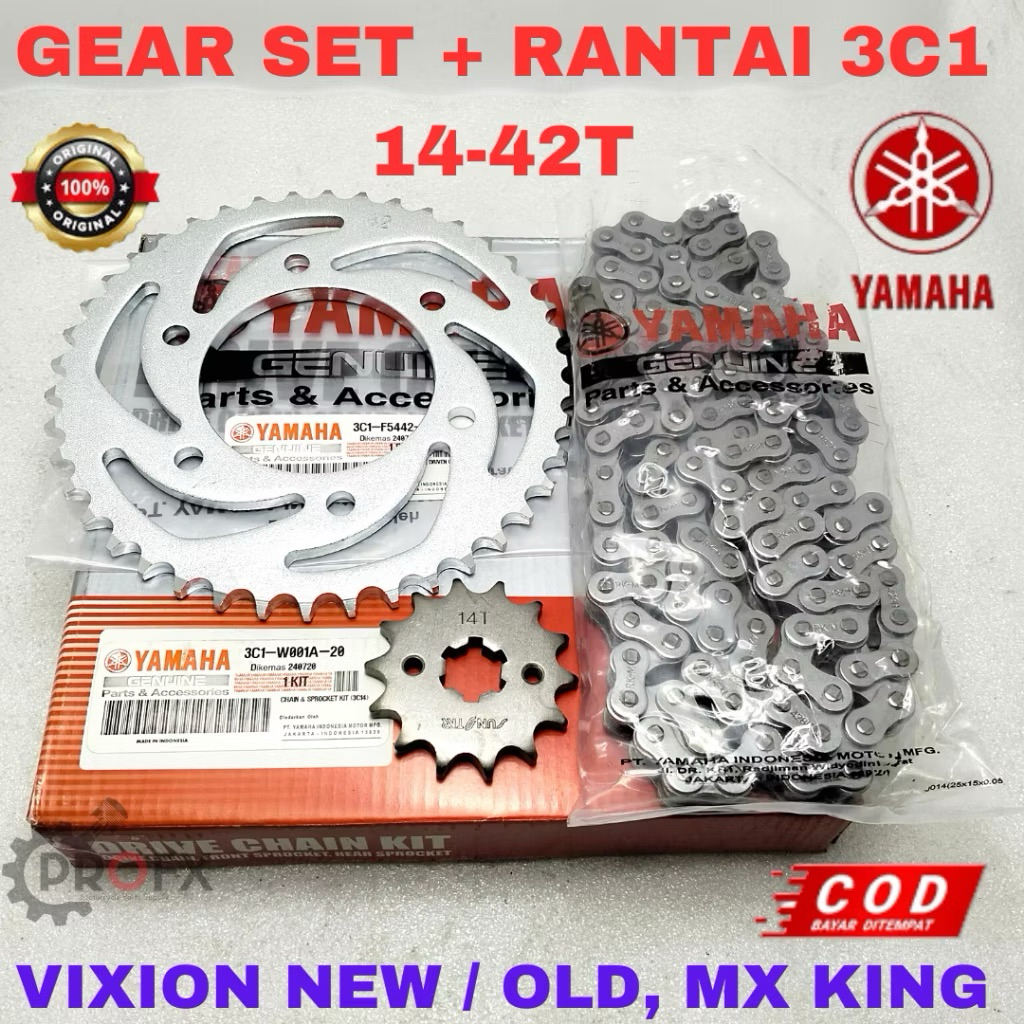 Jual GEAR SET + RANTAI YAMAHA 3C1 VIXION OLD/LAMA MX OLD ORI YAMAHA YGP ...