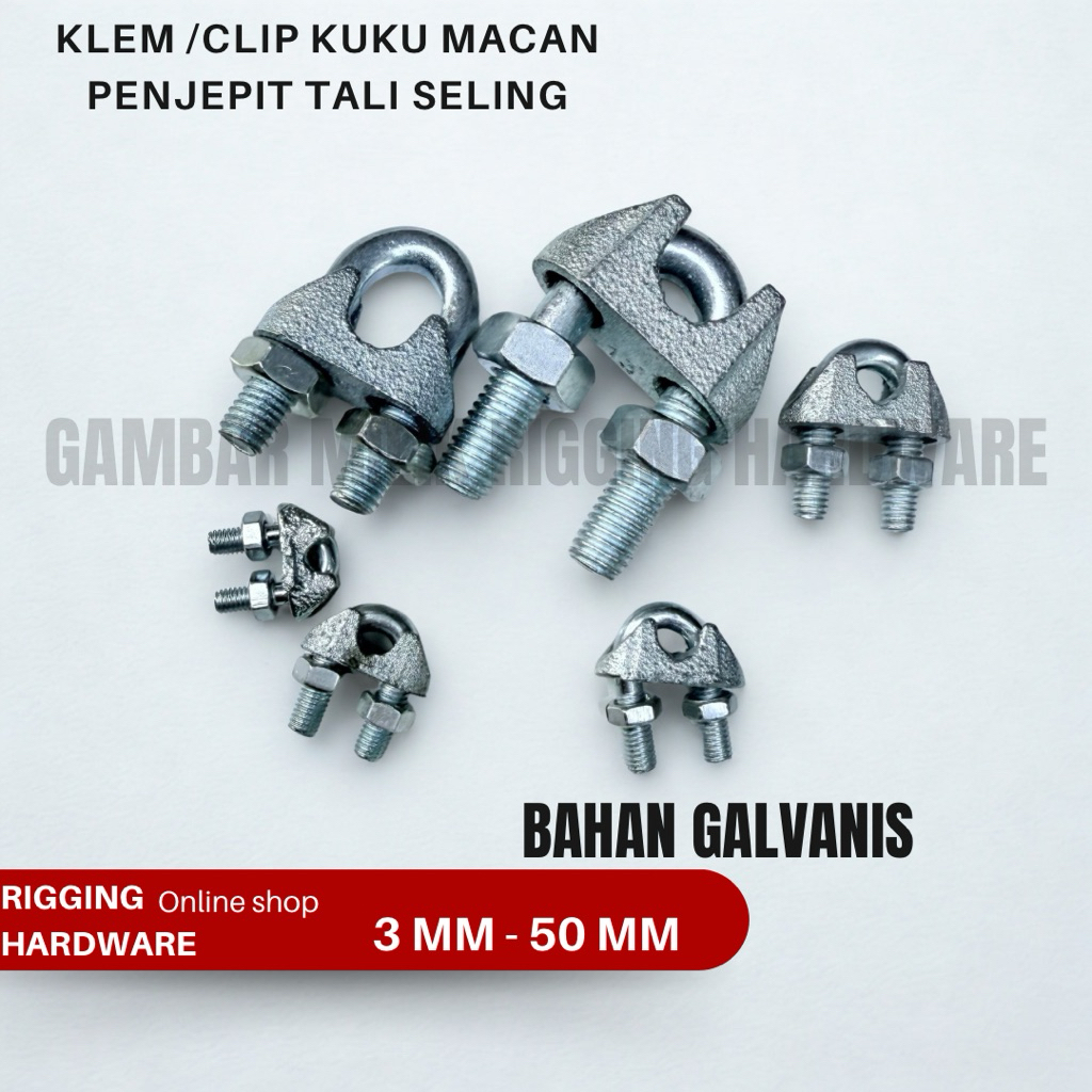 Jual penjepit tali seling 3 mm - 16 mm klem kuku macan galvanis wire ...