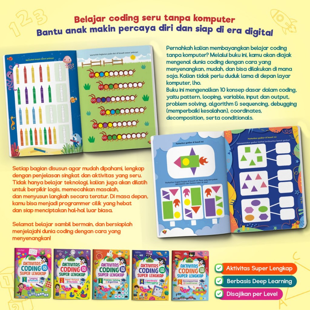 Jual (ISI 5 BUKU) Paket Aktivitas Coding Superlengkap untuk Anak SD ...