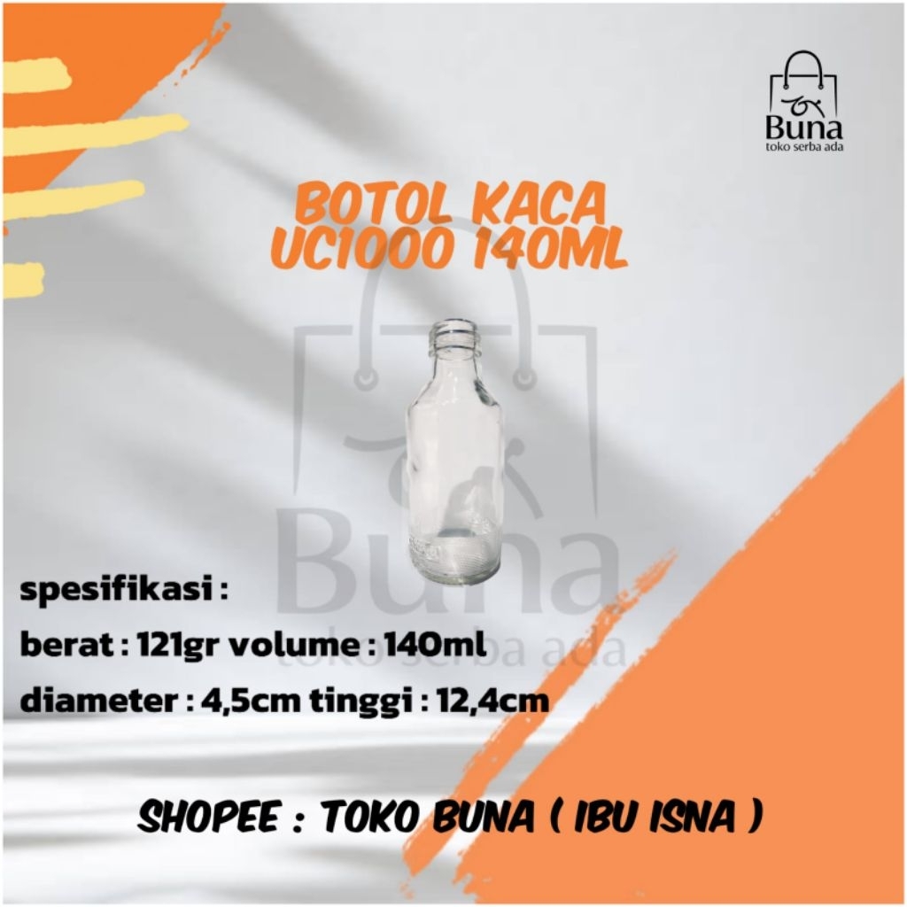 Jual Botol You UC 1000 bekas/ botol kaca/ botol jamu/ botol madu 140ml ...
