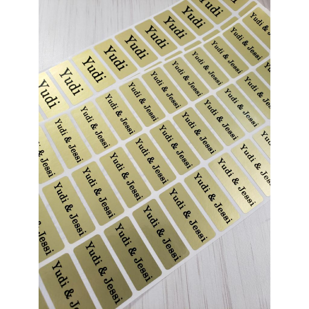 Jual Custom stiker nama product name sticker GOLD EMAS Matte Waterproof ...