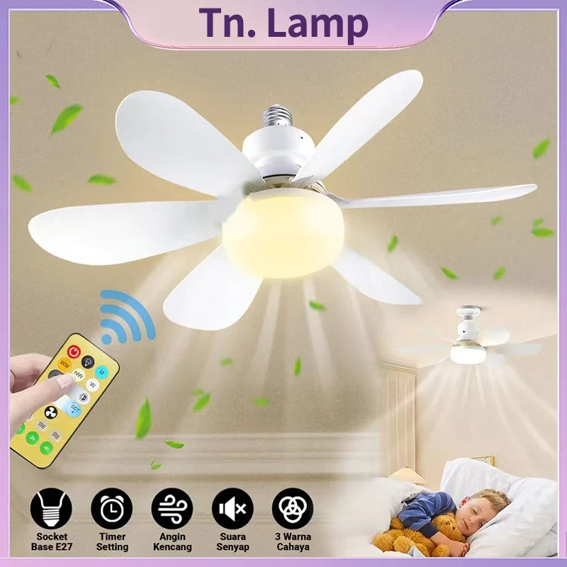 Lampu Kipas Remote 2in1 E27 36W tiga warna dengan kendali jarak jauhFocus Keyphrase: Lampu Kipas 2in1 E27