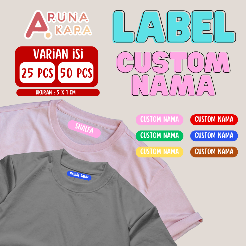 Jual Sticker Label Nama Kain Baju Isi 50Pcs Kaos Sablon Setrika DTF ...
