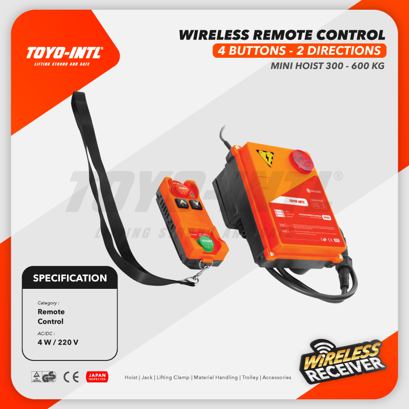 Jual TOYO Wireless Remote Control Mini Hoist 220V 4 Button 2 Direction ...