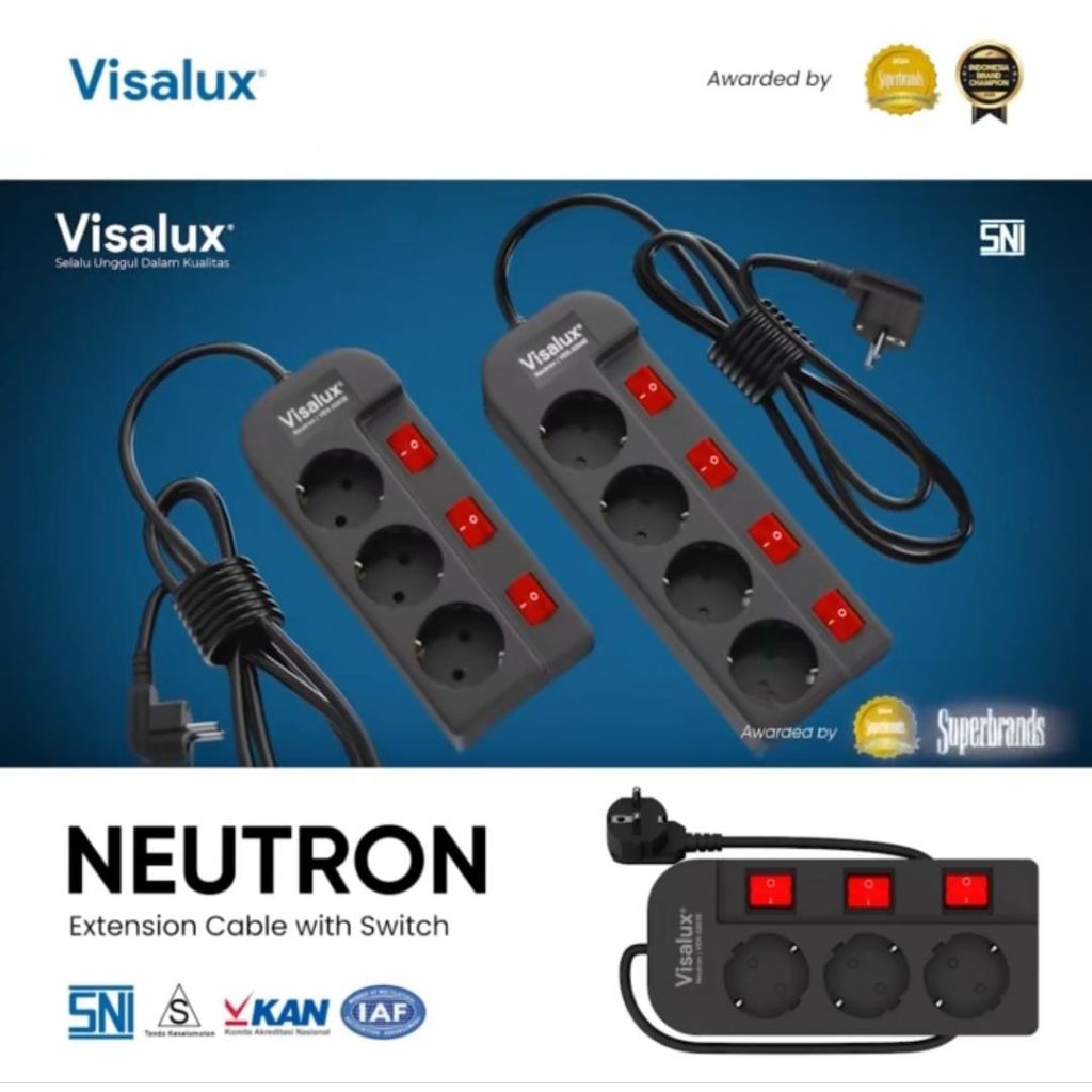 Jual Stop Kontak Visalux Cable Extension Neutron Colokan 3 Lubang VEK ...