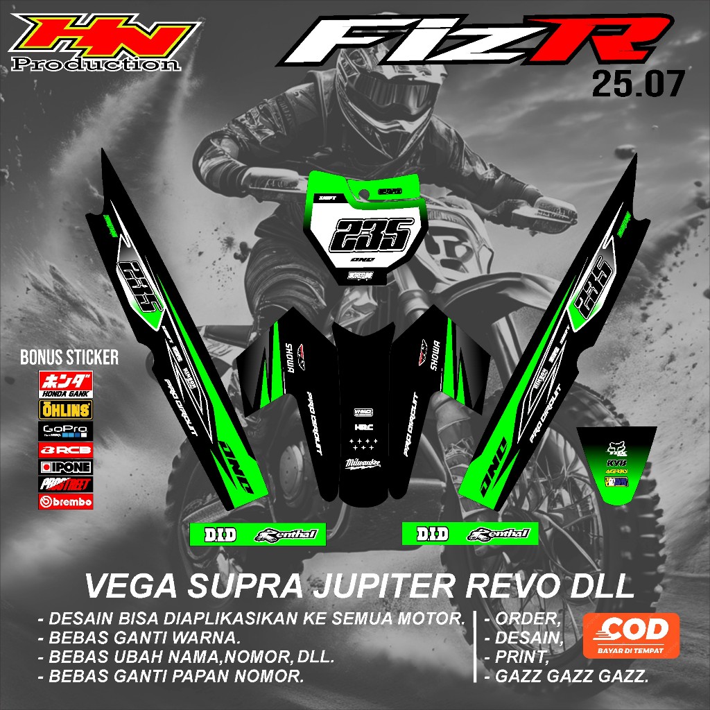 Jual STIKER STRIPING RBT FIZ R MODIF SUPERMOTO BEBAS CUSTOM KODE07 ...