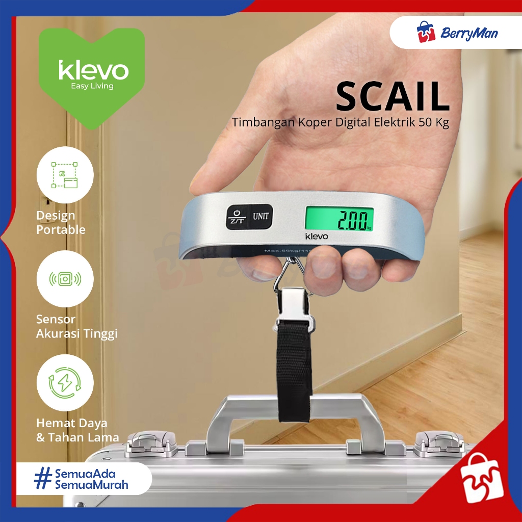 Jual KLEVO SCAIL Timbangan Koper Bagasi Digital 50 Kg LED Display ...