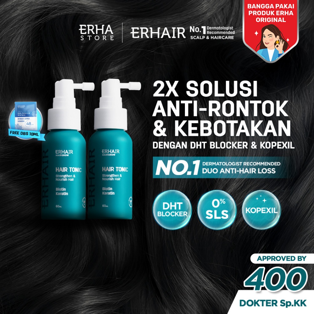 Jual [BEST SELLER TONIK RONTOK] ERHA Twin Flame ERHAIR HairGrow Tonic ...