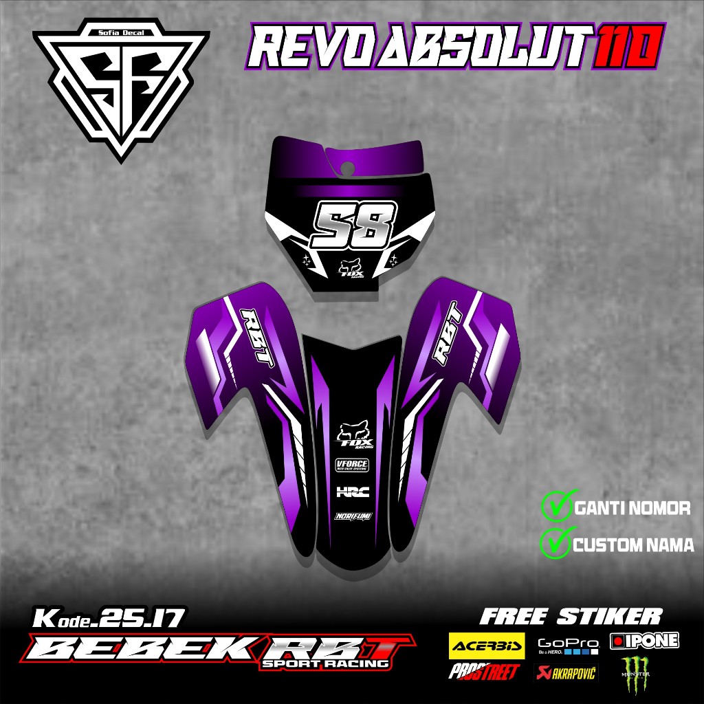 Jual Sticker Papan Nomor Dan Spakbor REVO ABSOLUTE 110 rbt REVO BEBEK ...