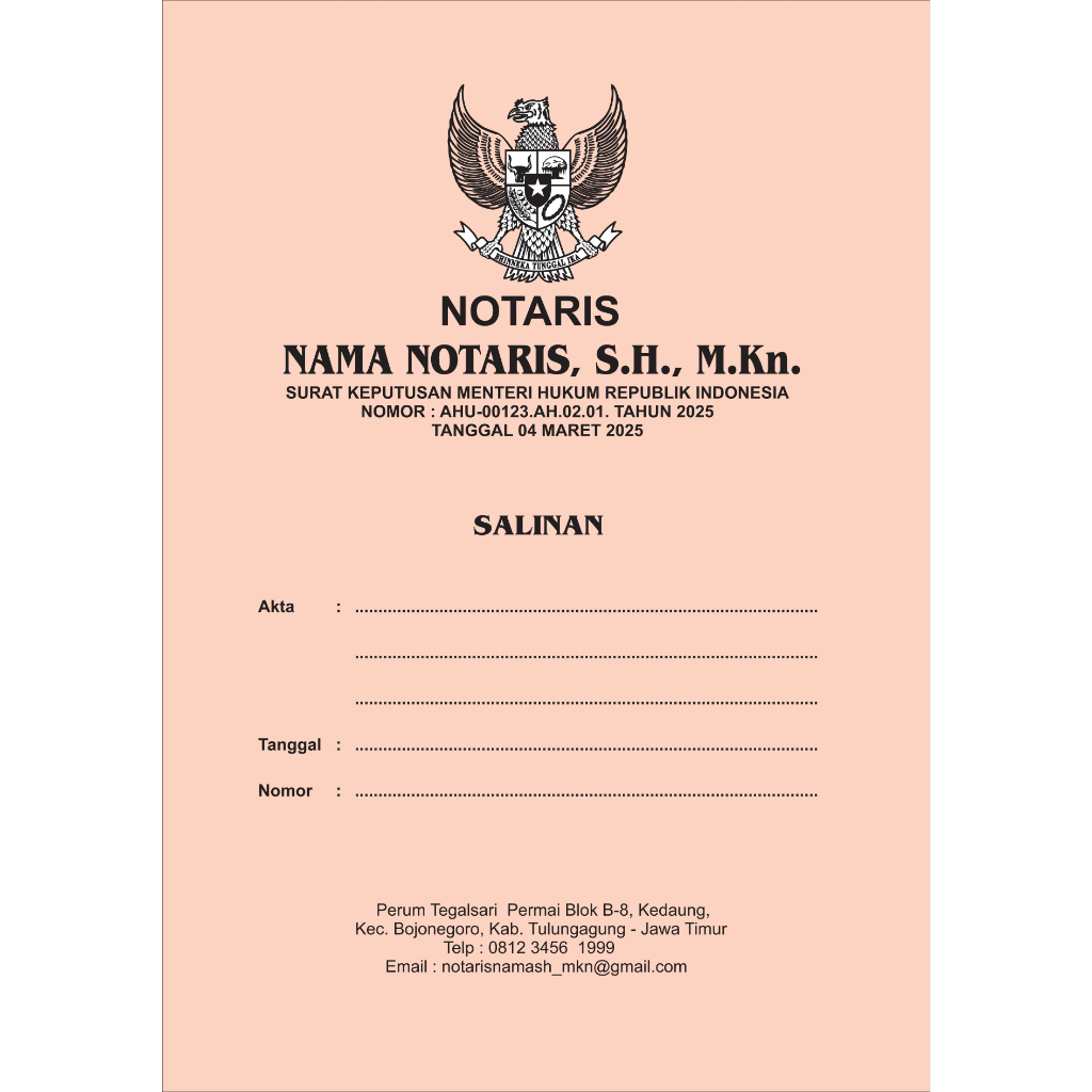 Jual COVER SALINAN NOTARIS Garuda Poly Emas/Akta Salinan PPAT/Map ...