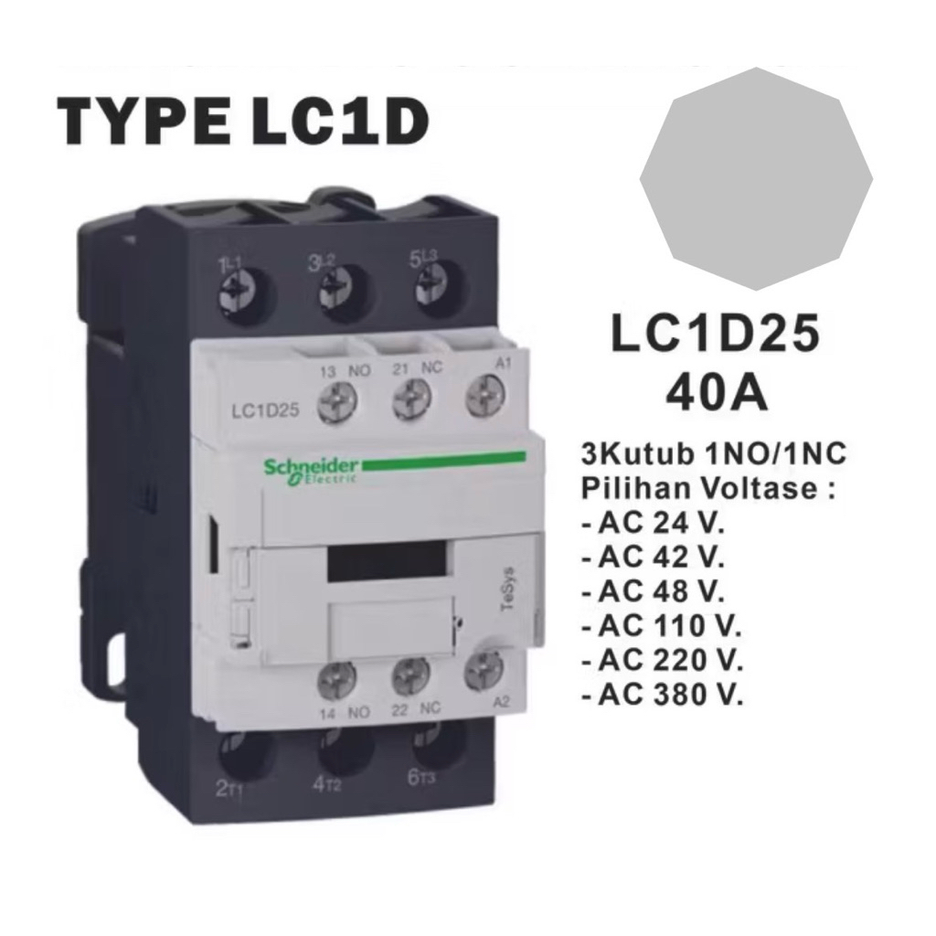 Jual kontaktor contaktor schneider LC1D25 BL 24V DC | Shopee Indonesia