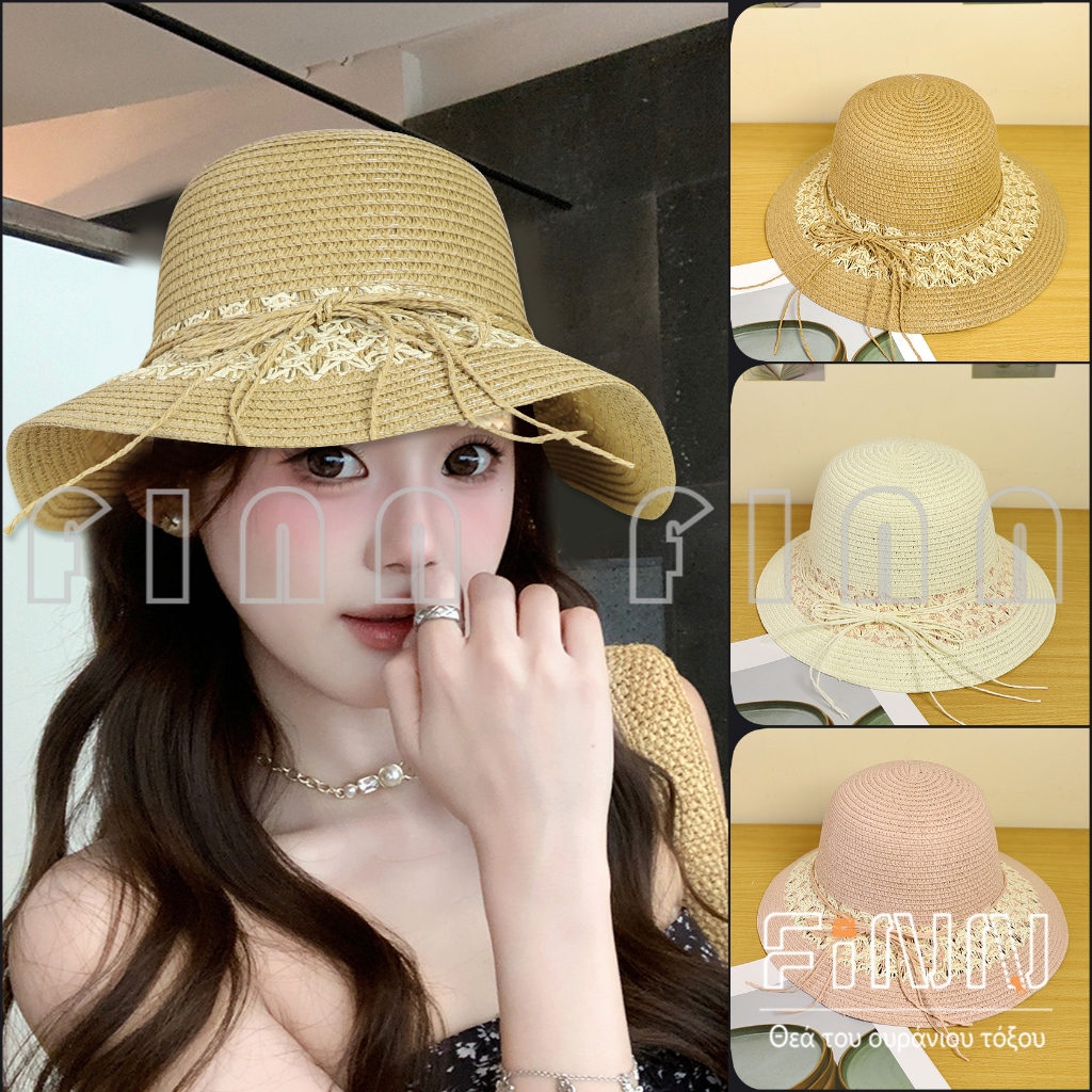 Jual Finn Topi Pantai Pelindung Sinar UV Topi Bucket Wanita Rajut Model ...