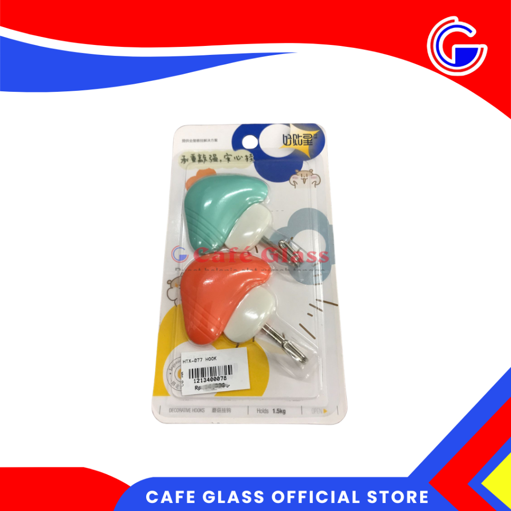 Gantungan Tempel Dinding Jamur 2 Pcs I Kait Baju Warna Unik I Htx-077 Hook Strong