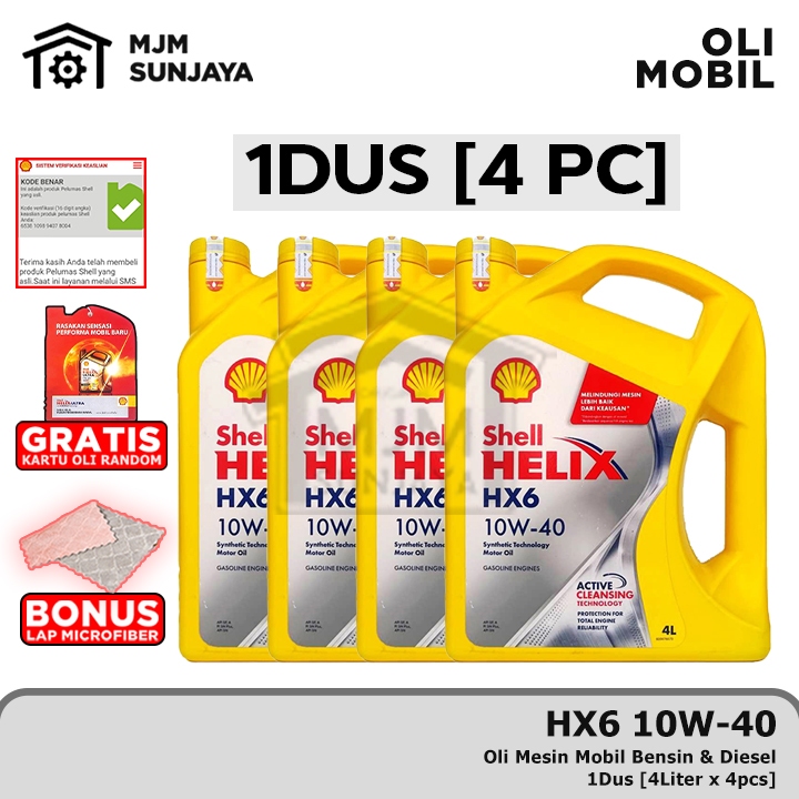 Jual [BARCODE] Oli Mesin Shell Helix HX6 SAE 10W-40 1 Dus (4Liter x ...