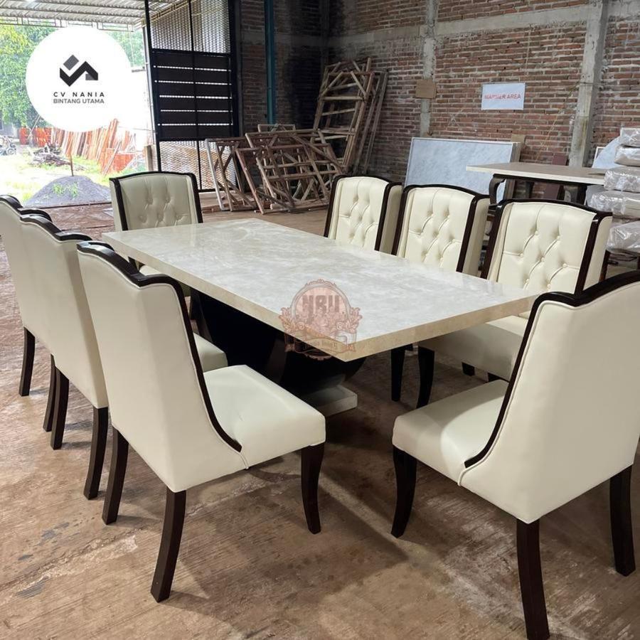 Jual Meja makan marmer mewah kursi 8 jati terbaru | Shopee Indonesia