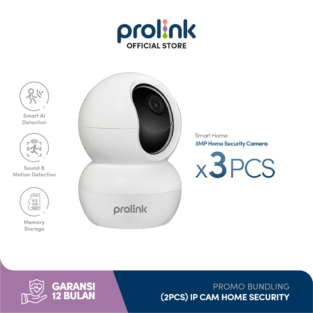 Jual Bundle 3 pcs Prolink 3MP 2K Clear HD Smart IP Cam CCTV Wifi Indoor ...