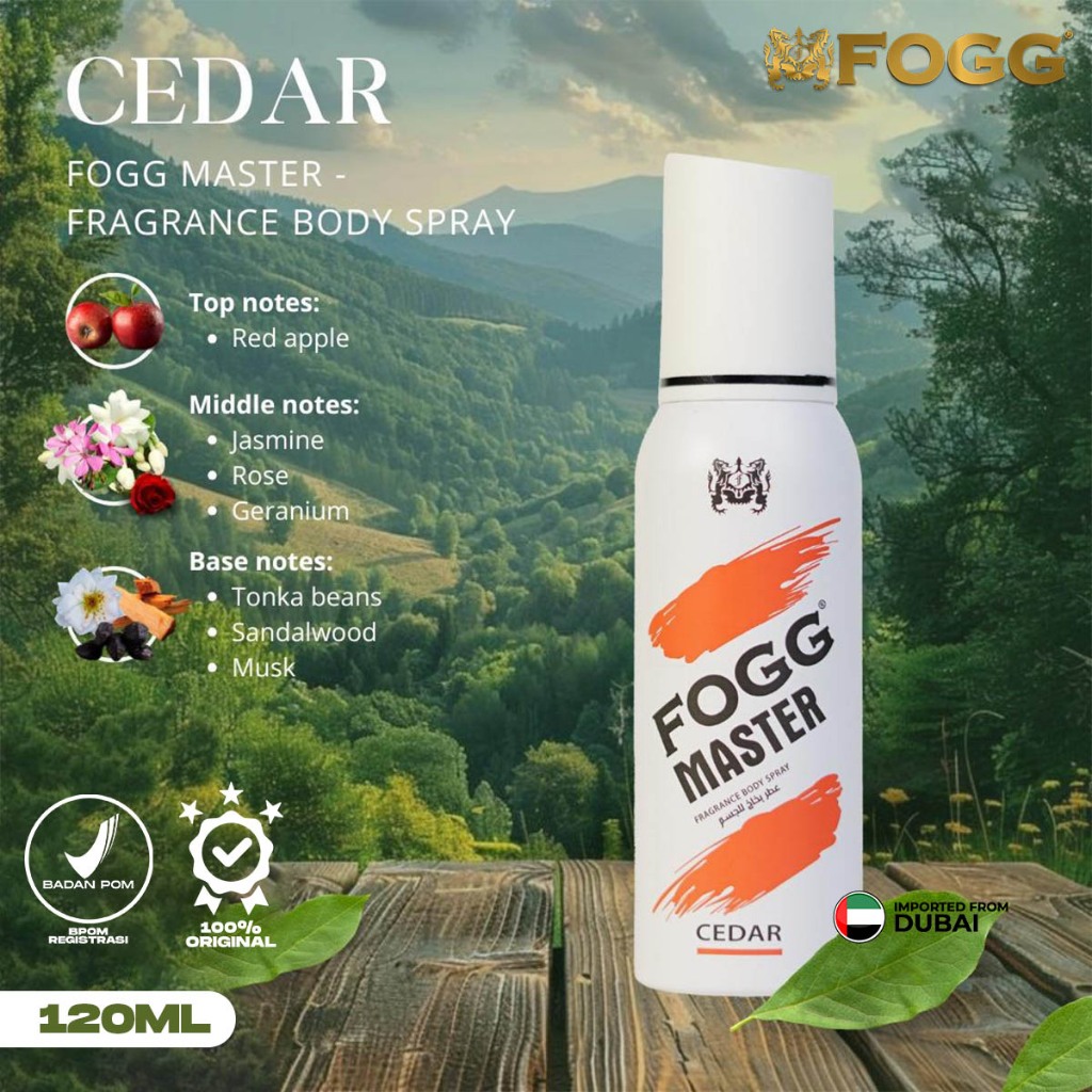 Fogg Perfume Body Spray Reguler 120ml Parfum Badan Pria Laki-laki Wangi  Marco Napoleon Royal Dynamic Essence Paradise Absolute Cedar Oak Agar Pine - Main Image