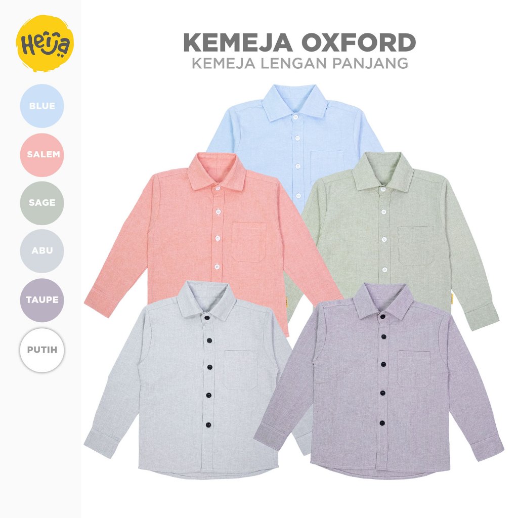 Jual HEIJA | OXFORD SHIRT - KEMEJA ANAK Lengan Panjang Warna Polos ...