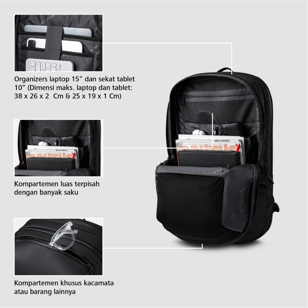 Jual Bodypack Partition Laptop Backpack 15 Inch Tas Ransel Kerja Kuliah ...