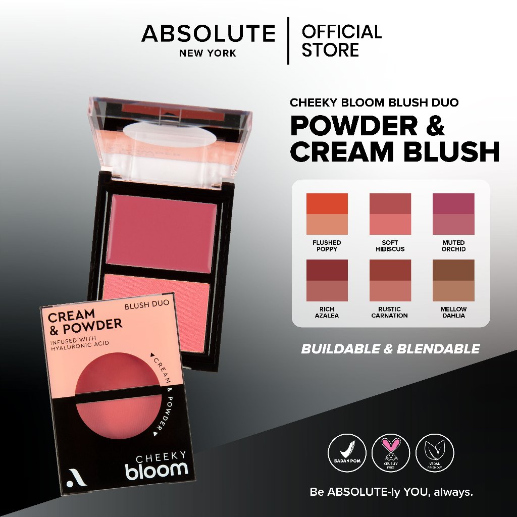 Jual Absolute New York Cheeky Bloom Cream & Powder Blush Duo | Shopee ...