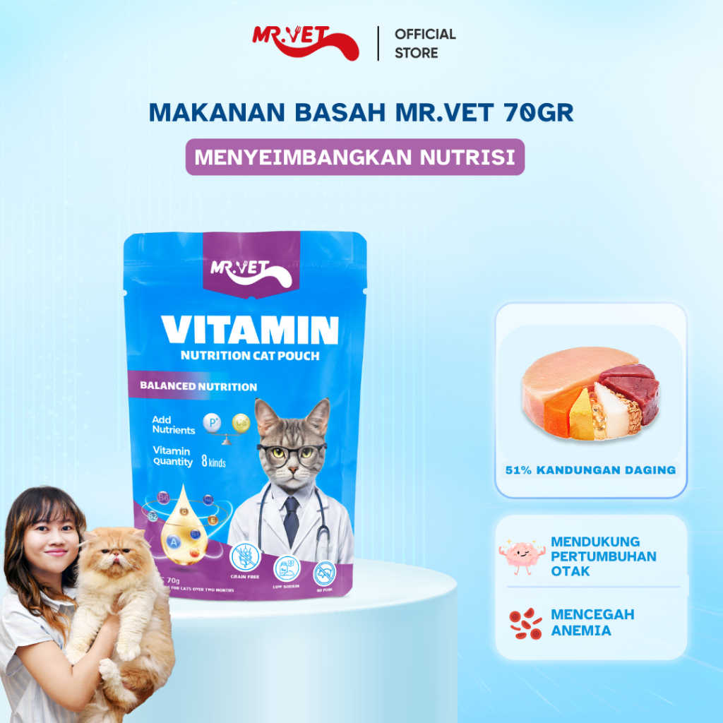 Jual [Makanan Kucing Basah] Mr. Vet Makanan Kucing Basah Vitamin ...