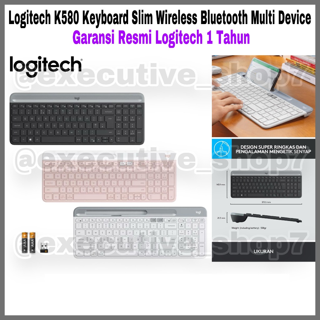 Jual Logitech K580 Keyboard Slim Wireless Bluetooth Multi Device ...