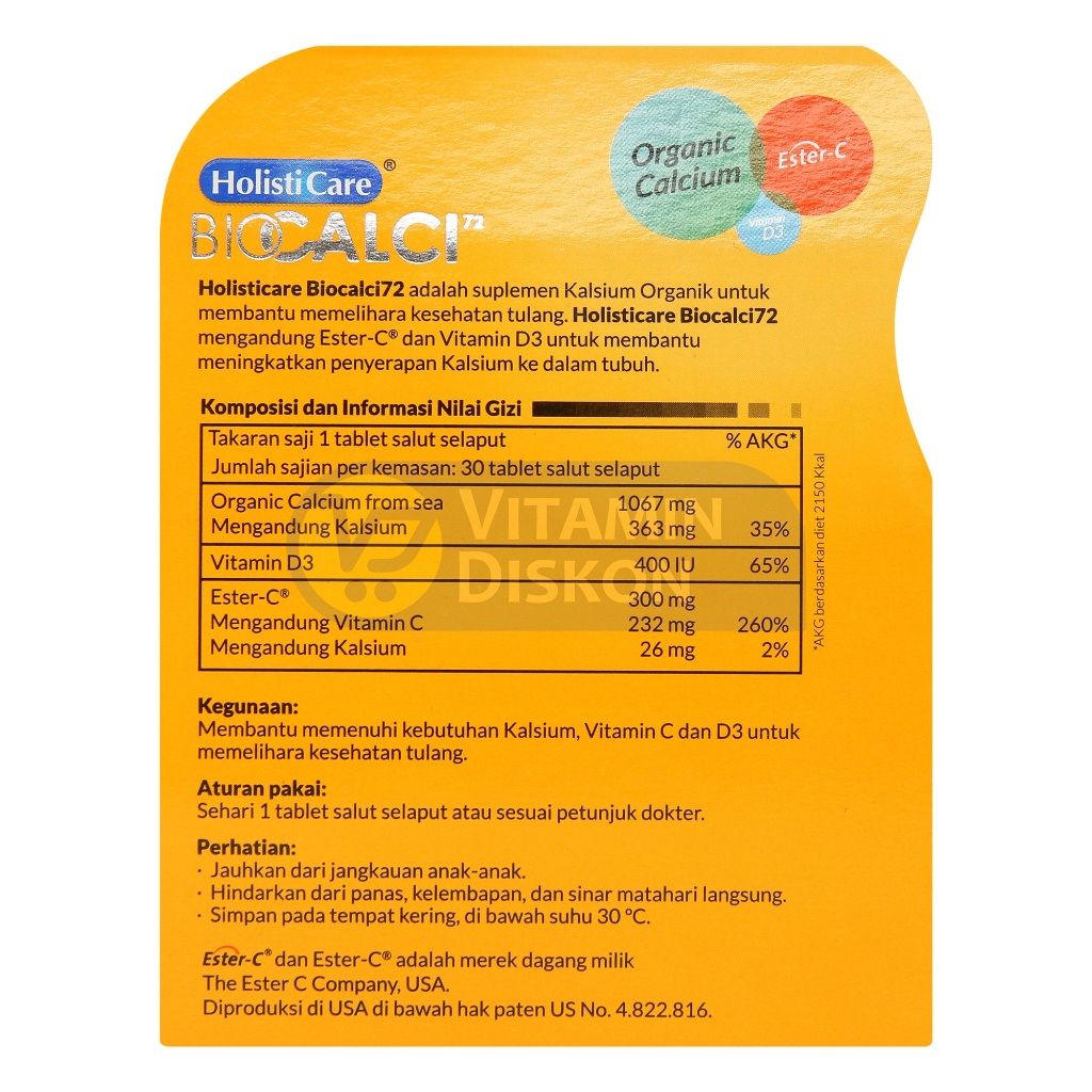 Jual BIOCALCI-72 - Vitamin Kesehatan Tulang ISI 30 TABLET | Shopee ...