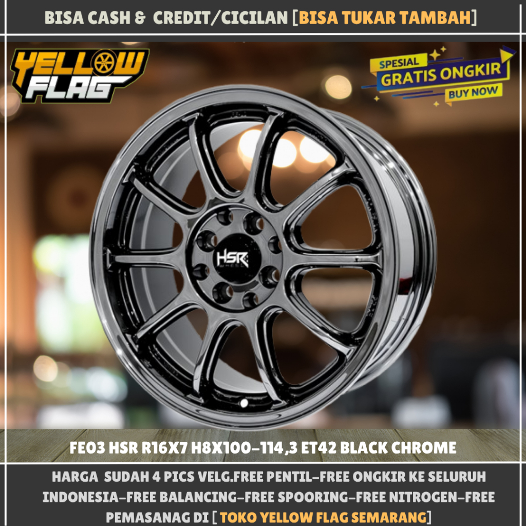Jual VELG MOBIL RACING RING 16 BLACK CHROME YARIS JAZZ MAZDA2 RIO ...