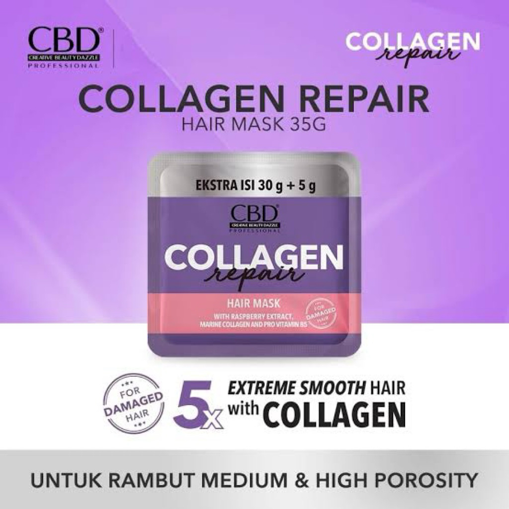 Jual Cbd collagen repair Hair mask sashet 30g+5g perawatan rambut ...