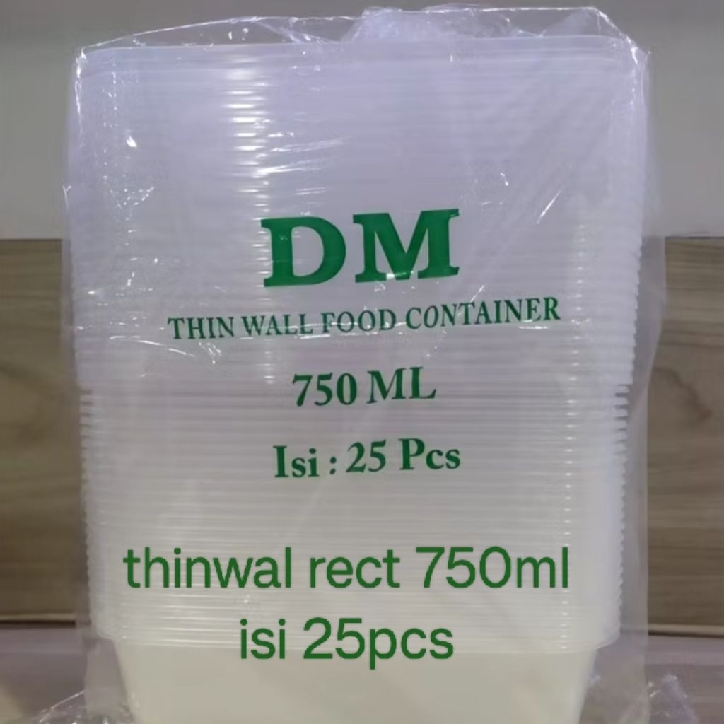 Jual 1pack 25pcs Thinwal plastik rectangle 750ml merek DM/THIN-WALL ...