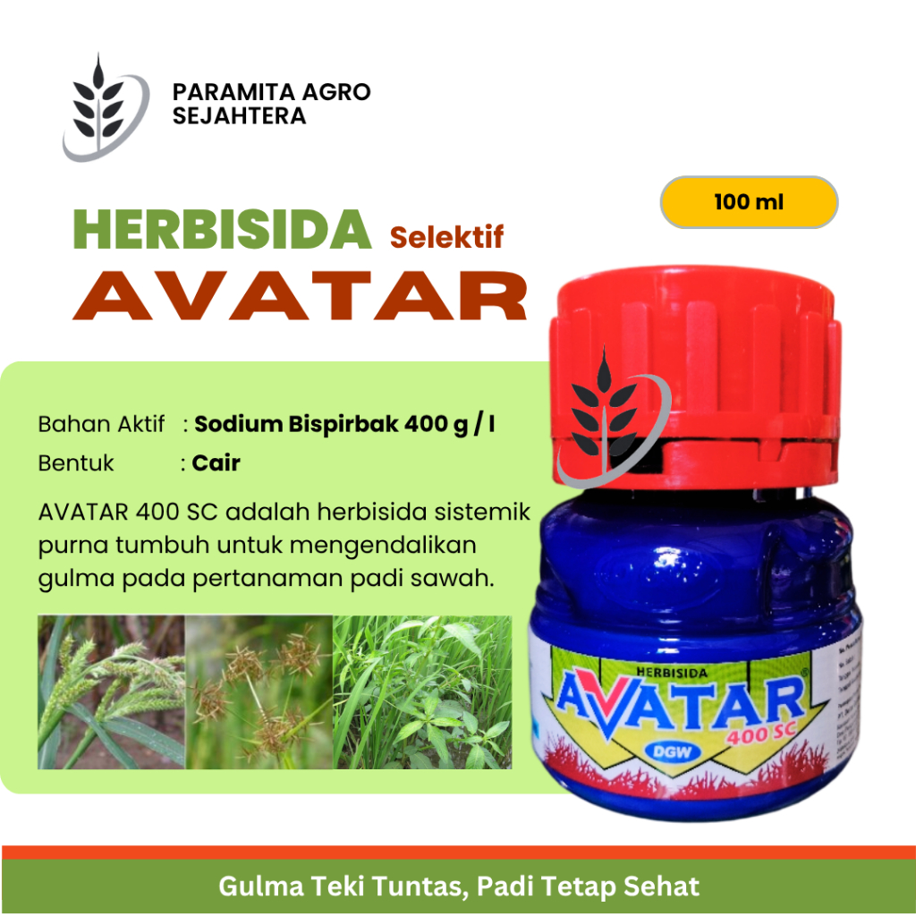 Jual AVATAR 400SC HERBISIDA SELEKTIF PEMBASMI GULMA TANAMAN PADI 100 ML ...