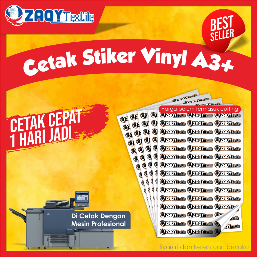 Jual Cetak Sticker Vinyl a3+ (32x48CM) / Cetak Label kemasan / label ...