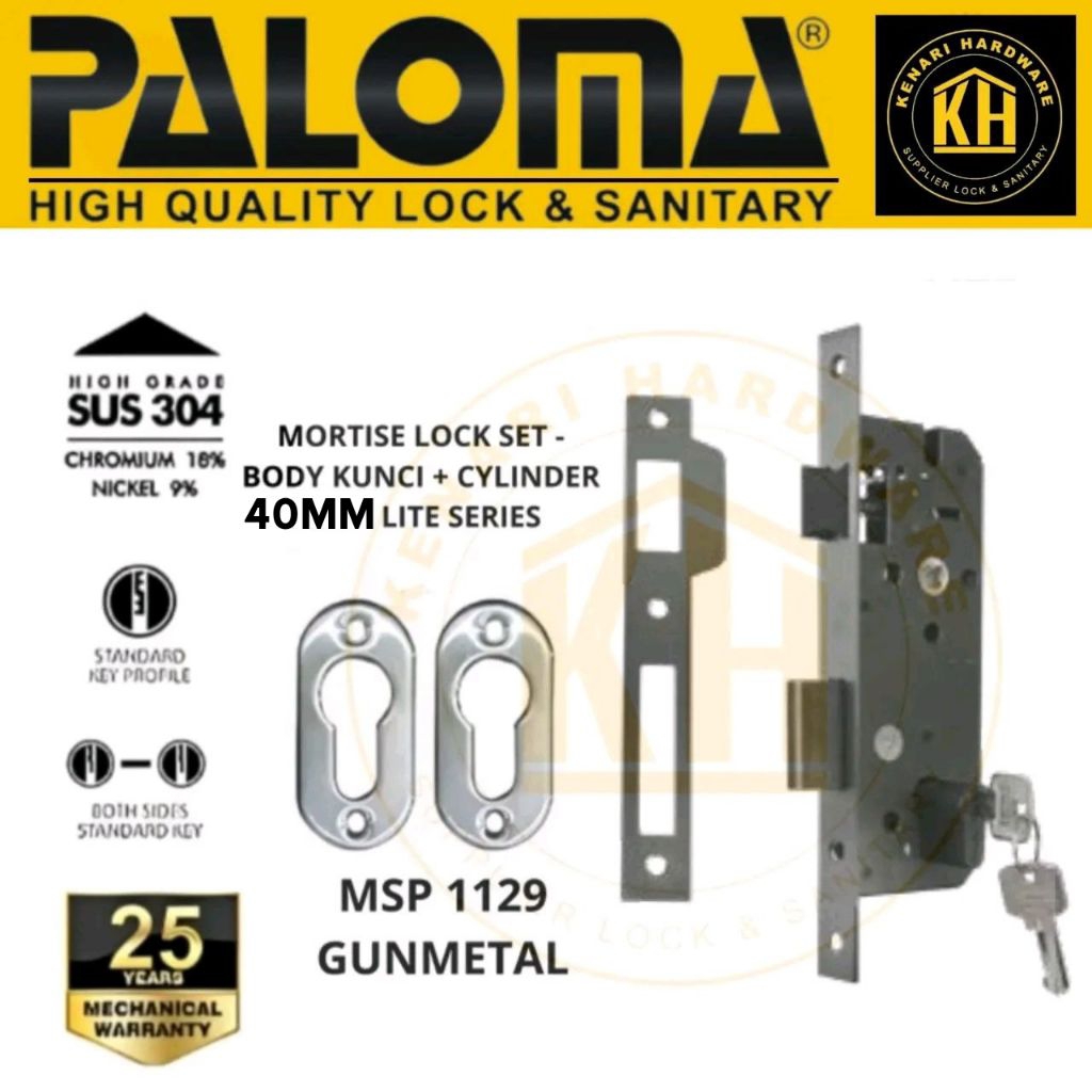 Jual PALOMA MSP 1129 Body Kunci Set Mortise Lock Cylinder Kunci Pintu ...