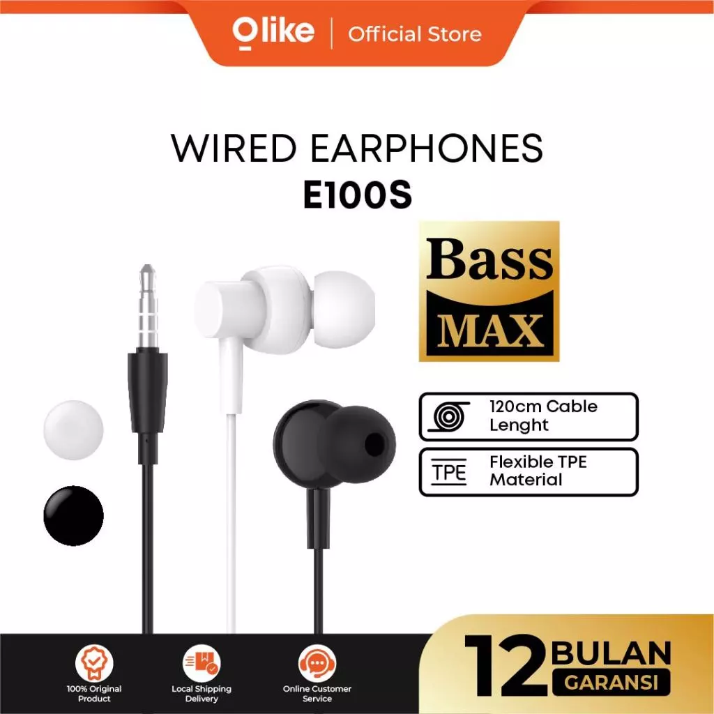 OLIKE Headset E100S | Wired IN-EAR | Earphone | Handsfree Kabel 3.5mm - Hi-Fi AUDIO PERFORMANCE