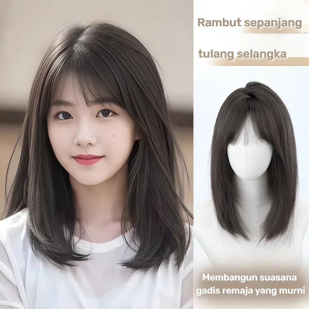 Jual LvyStyle-Wig Wanita Setengah Panjang Wig Wanita Full Kepala 40CM ...