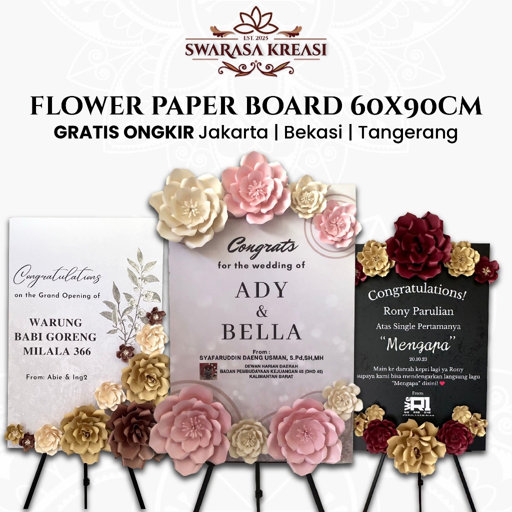 Jual Papan Bunga / Paper Flower Board 60 x 90 cm / Papan Ucapan Bunga ...