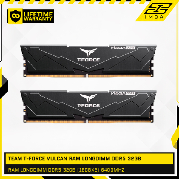 Jual TEAM T-FORCE VULCAN RAM LONGDIMM DDR5 32GB (16GBX2) 6400MHZ BLACK ...
