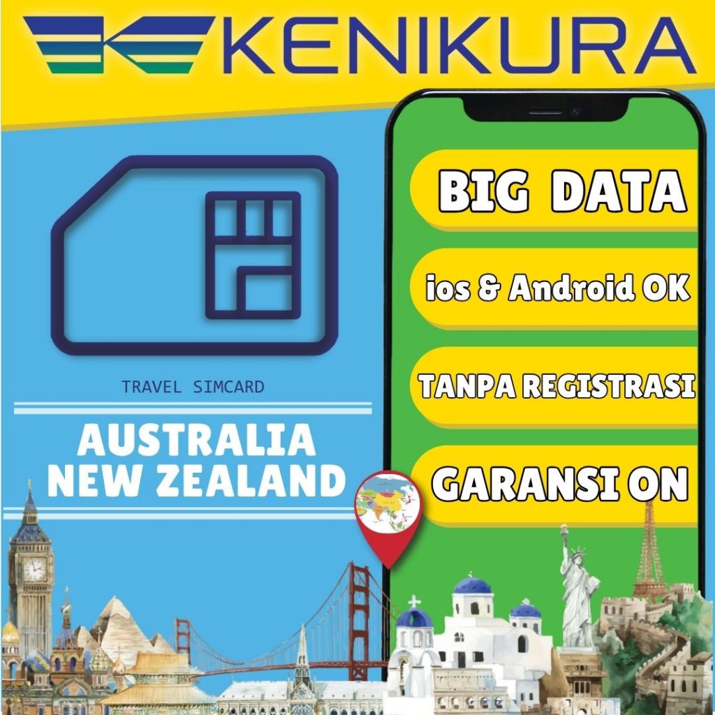Jual 5 / 6 / 7 / 8 / 10 / 12 Days Simcard Australia New Zealand sim ...
