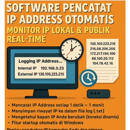 Jual SOFTWARE PENCATAT IP ADDRESS OTOMATIS - MONITOR IP LOKAL & PUBLIK ...