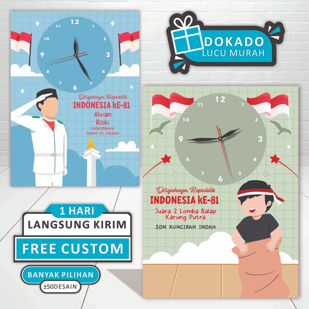 Jual DOKADO Murah Lucu - Jam Meja Unik Custom Tulisan Lomba 17 Agustus ...