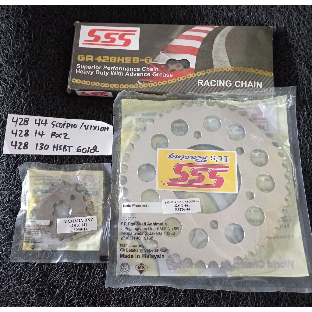 Jual Gir Set SSS Vixion Old NVA NVL 428 44/14 Rantai 428 130 Hsbt gold ...