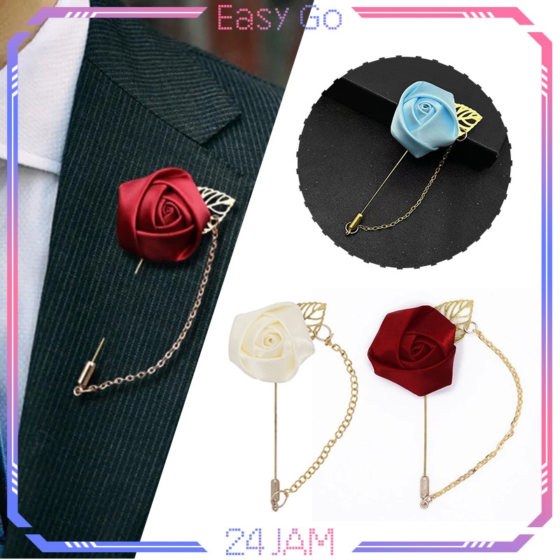Jual Rose Brooch Lapel Pin Jas Bunga Bros Rantai Jas Pria Wanita ...