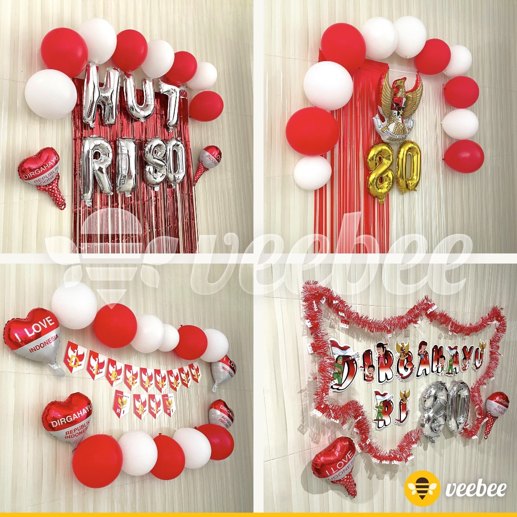 Jual Hiasan Dirgahayu Set bonus Pita kain/ dekorasi backdrop agustusan ...